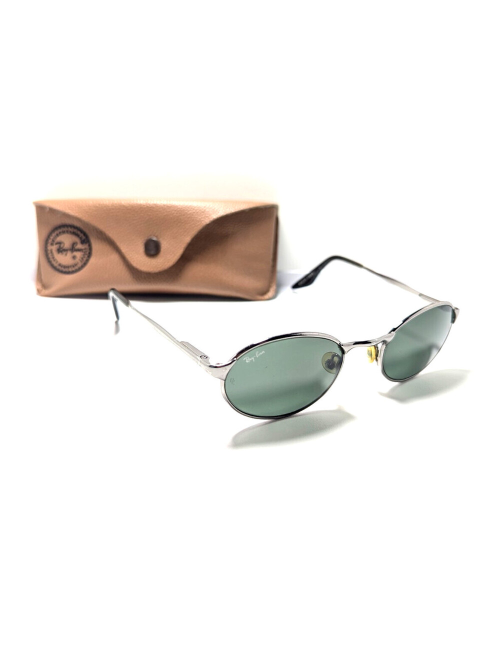 Ray-Ban B&L W2839 HIGHSTREET Retro Green Vintage Silver Oval Fashion Sunglasses
